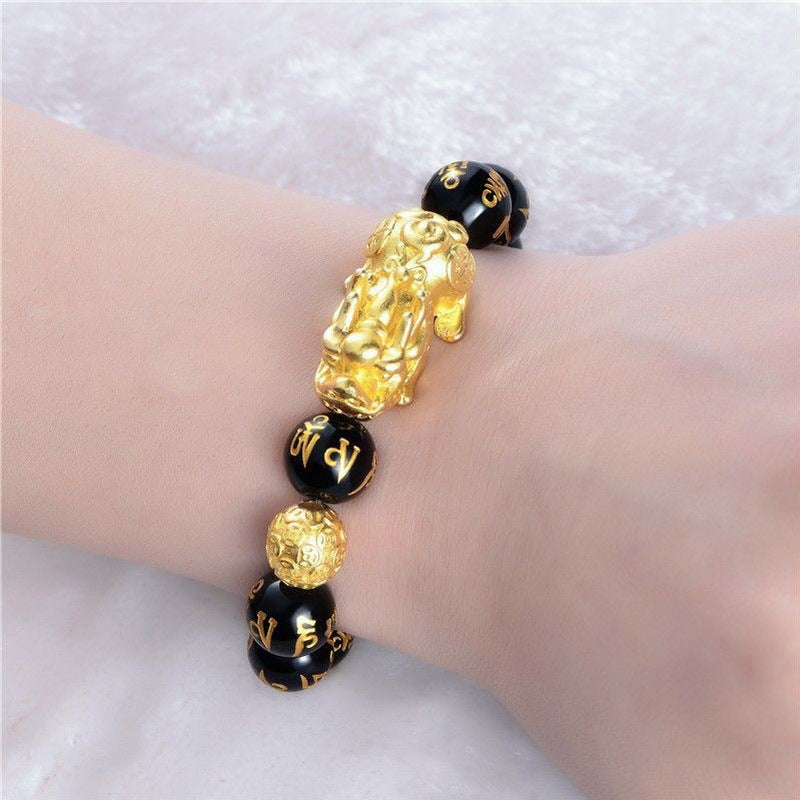 Feng Shui Bracelet - Pixiu Black Obsidian Bracelet for Wealth-W18