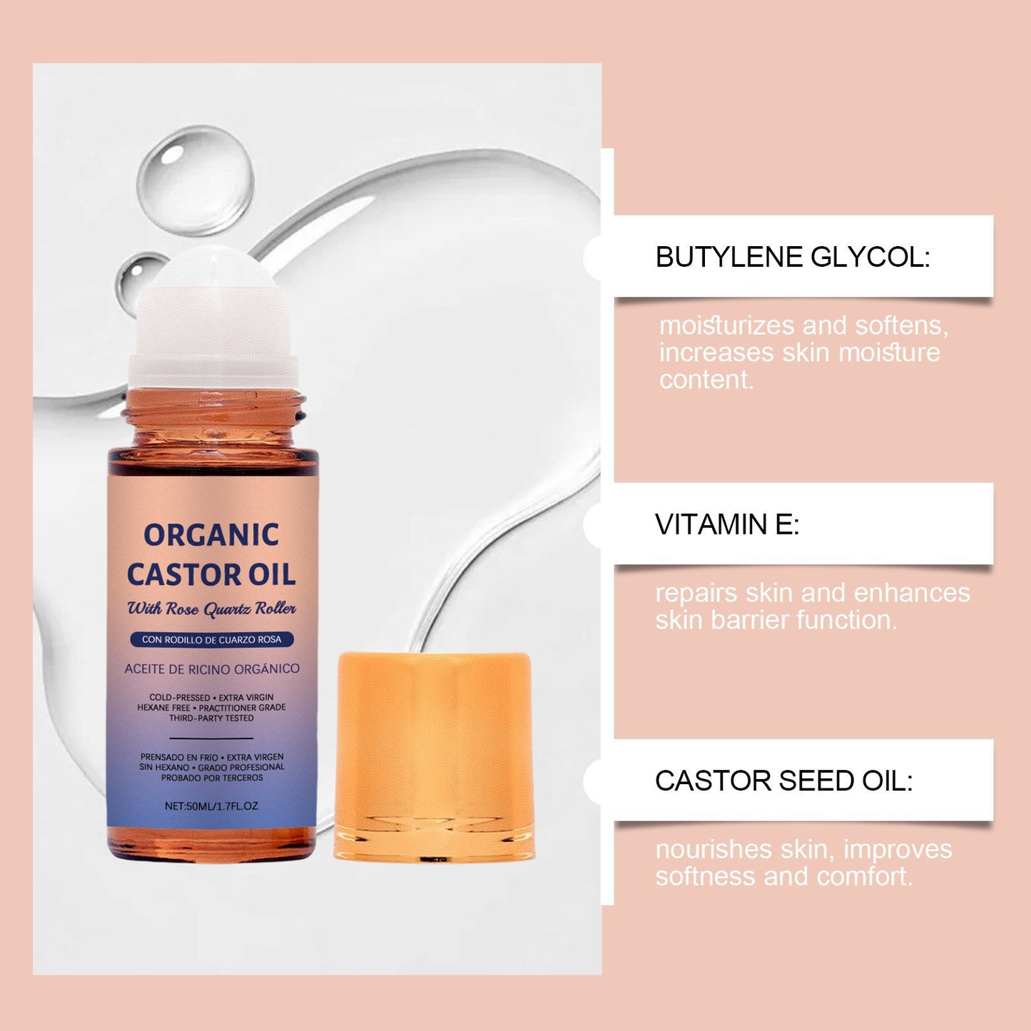 🏆Flash Sale⚡ 50K+ SOLD! Almost Gone-💥Organic Golden Castor Oil Roll - JSS6
