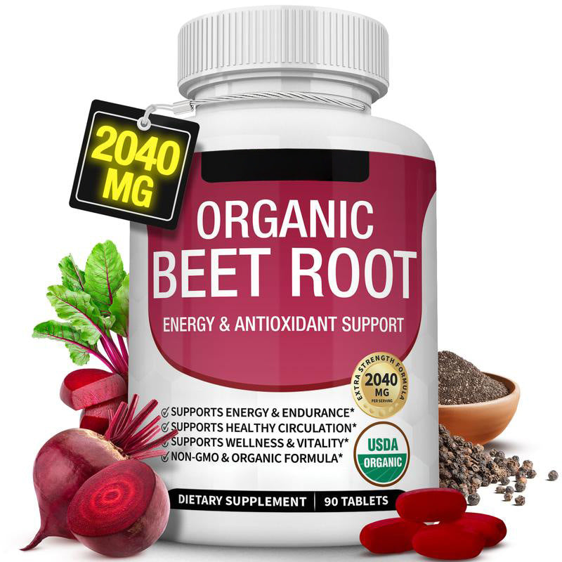 💜 LAST DAY PROMOTION - 50%OFF💜Organic Beet Root Tablets - Nitric Oxide Booster Beetroot Supplement 2040mg-TTA6