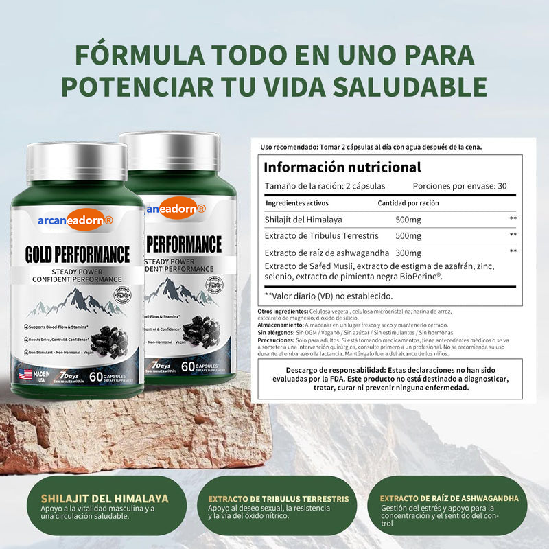 Arcaneador Caps de Rendimento Gold: Recupera Confianza, Vigor and 30 Days-888