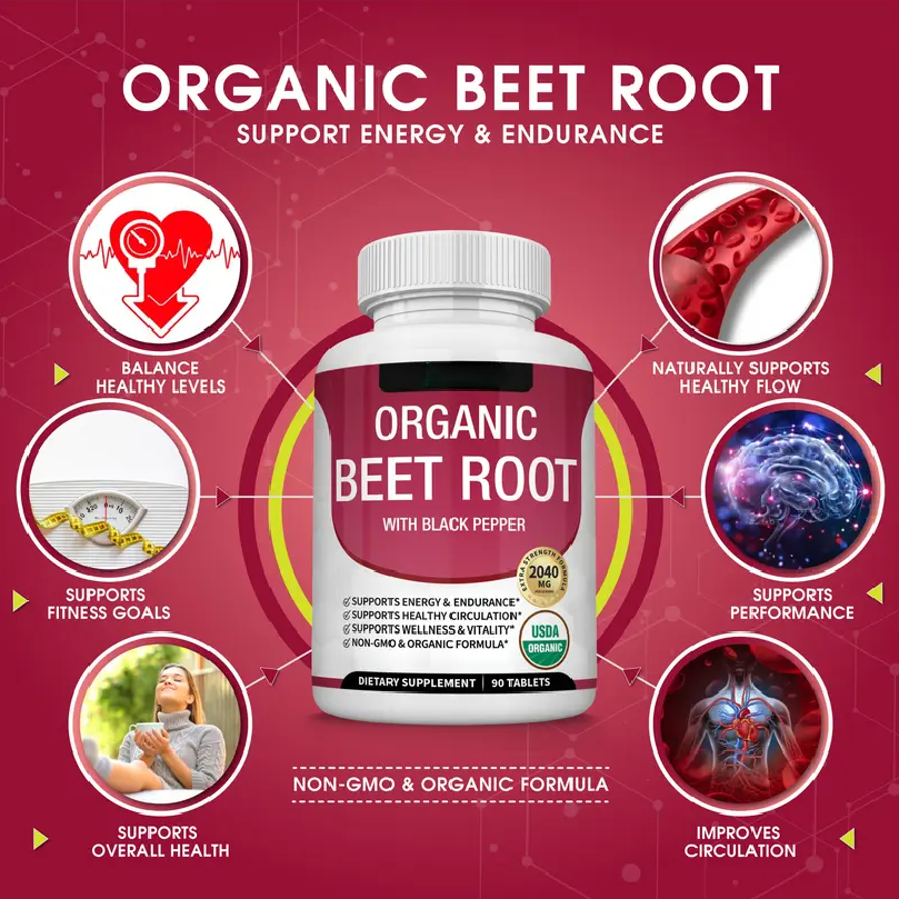 💜 LAST DAY PROMOTION - 50%OFF💜Organic Beet Root Tablets - Nitric Oxide Booster Beetroot Supplement 2040mg-TTA6