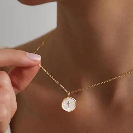 💥Brand-new upgraded version⚡ 14k Gold Plated Cross Pendant with Cubic Zirconia Gem-H1