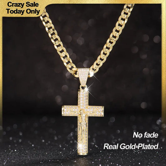 💥Brand-new upgraded version⚡14K Real Gold-Plated Cross Necklace for Men, Advanced Nanotech -H1