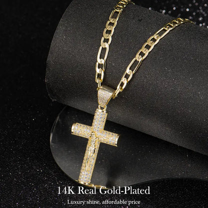 💥Brand-new upgraded version⚡14K Real Gold-Plated Cross Necklace for Men, Advanced Nanotech -H1