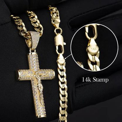 💥Brand-new upgraded version⚡14K Real Gold-Plated Cross Necklace for Men, Advanced Nanotech -H1