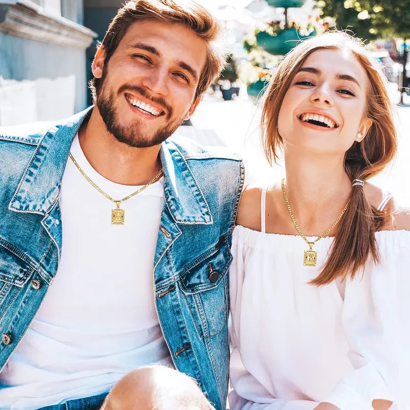 💥Brand-new upgraded version⚡14K Gold Plated Alphabet Necklace on Figaro Chain-H1