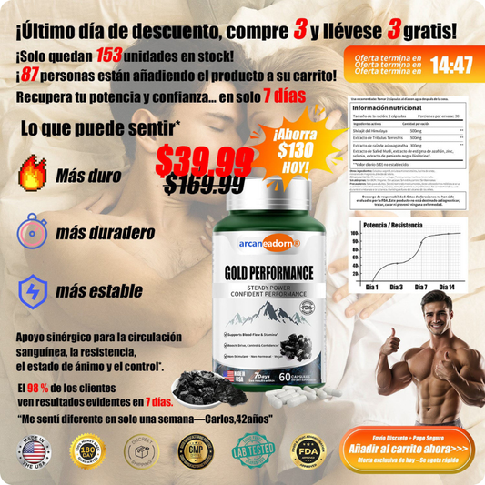 Arcaneador Caps de Rendimento Gold: Recupera Confianza, Vigor and 30 Days-888