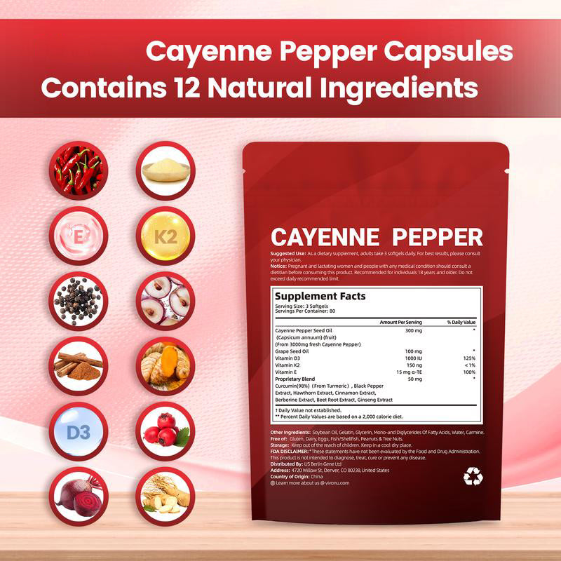 ⚡Flash-Sale⚡50k-sold⚡ Cayenne Pepper Softgels Supplement-GD