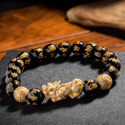 Feng Shui Bracelet - Pixiu Black Obsidian Bracelet for Wealth-W18