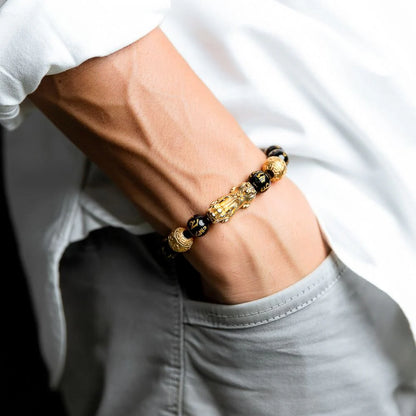 Feng Shui Bracelet - Pixiu Black Obsidian Bracelet for Wealth-W18