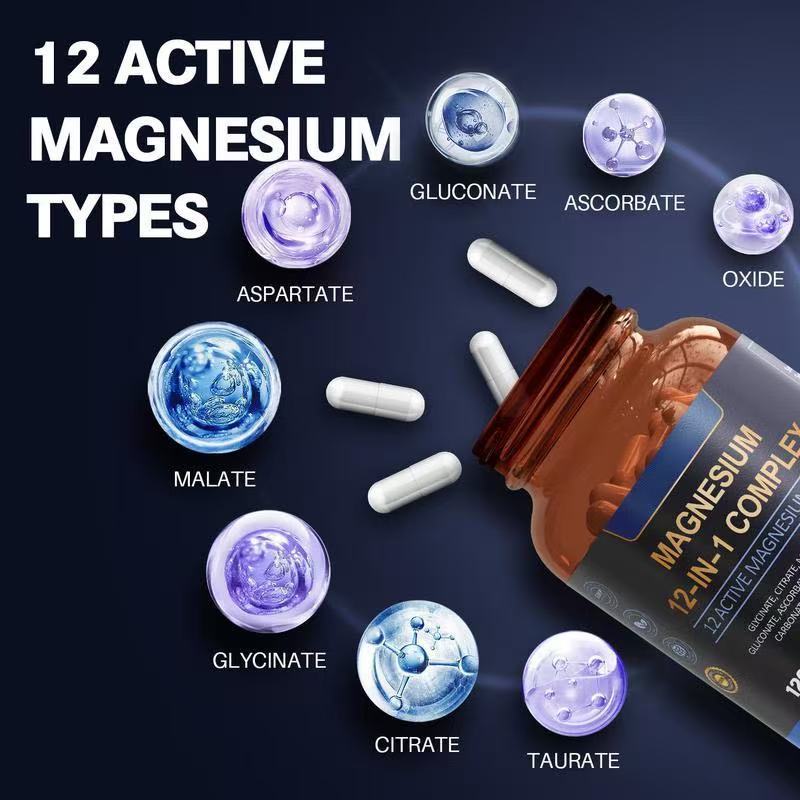 【Last Day Promotion 50% OFF🔥】12-in-1 Magnesium Complex 700mg（Vegan Capsules for Muscle, Heart, and Relaxation Support）-TTA6