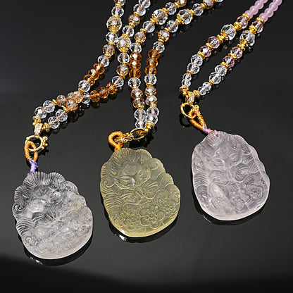 💜 Feng Shui Master-Approved💜3D-Carved Nine-Tailed Fox Crystal Pendant-W18