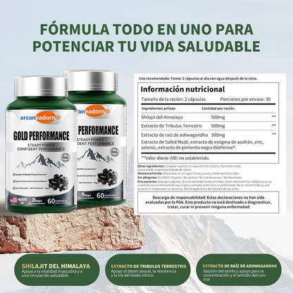 Arcaneador Caps de Rendimento Gold: Recupera Confianza, Vigor and 30 Days-888